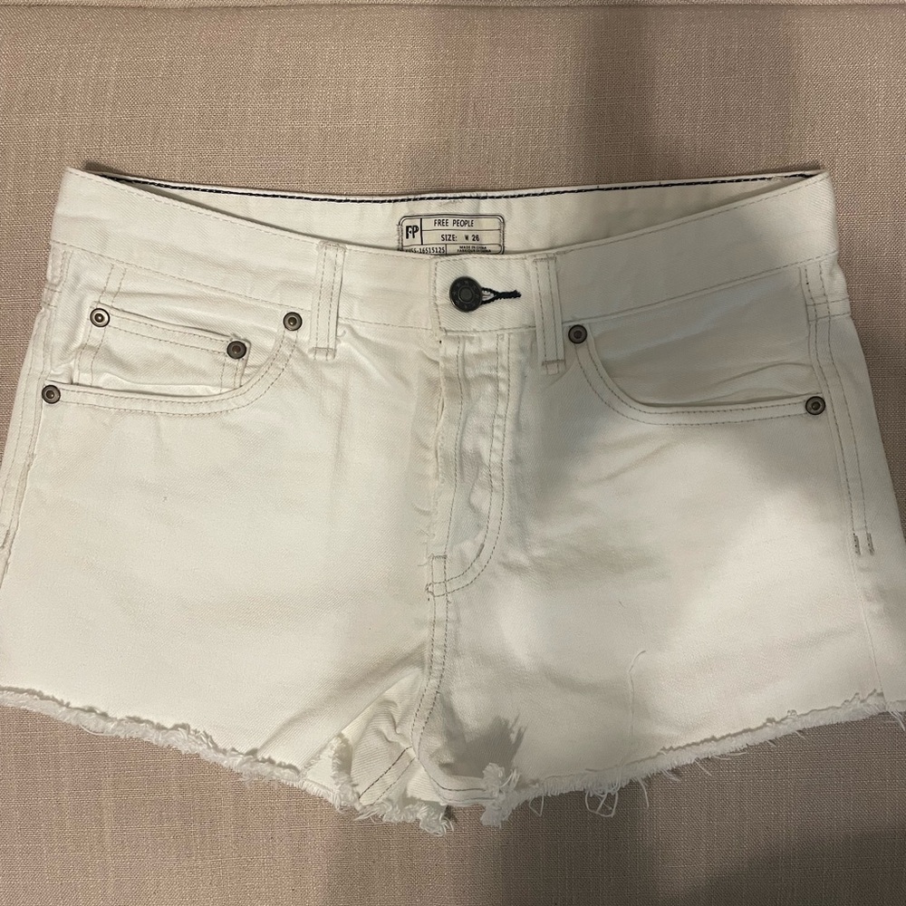 Free People White Jean Shorts